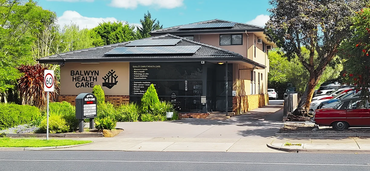 The front of Balwyn Health Care on 4 Belmore Road, Balwyn